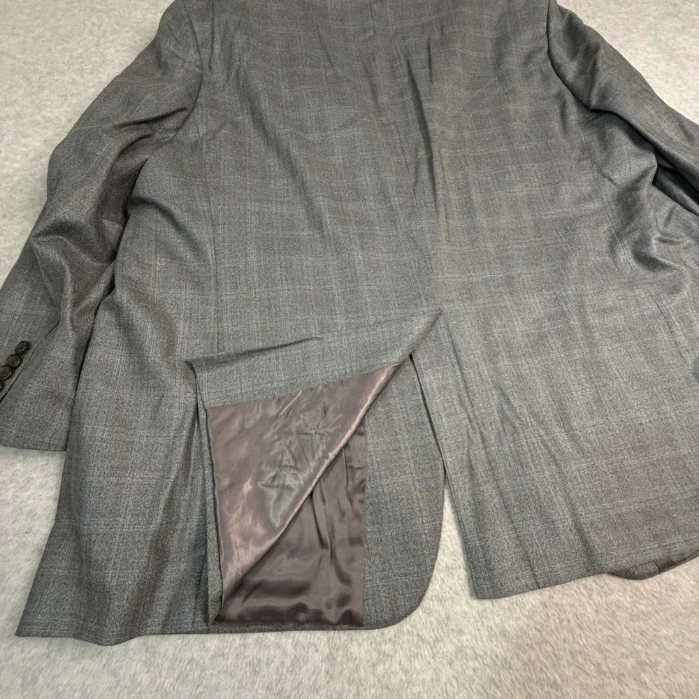 Lauren Ralph Lauren Mens 52R Silk Wool Blazer Gray‎ Glen Plaid Sport Coat Jacket